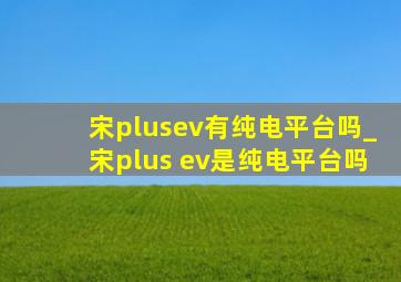 宋plusev有纯电平台吗_宋plus ev是纯电平台吗